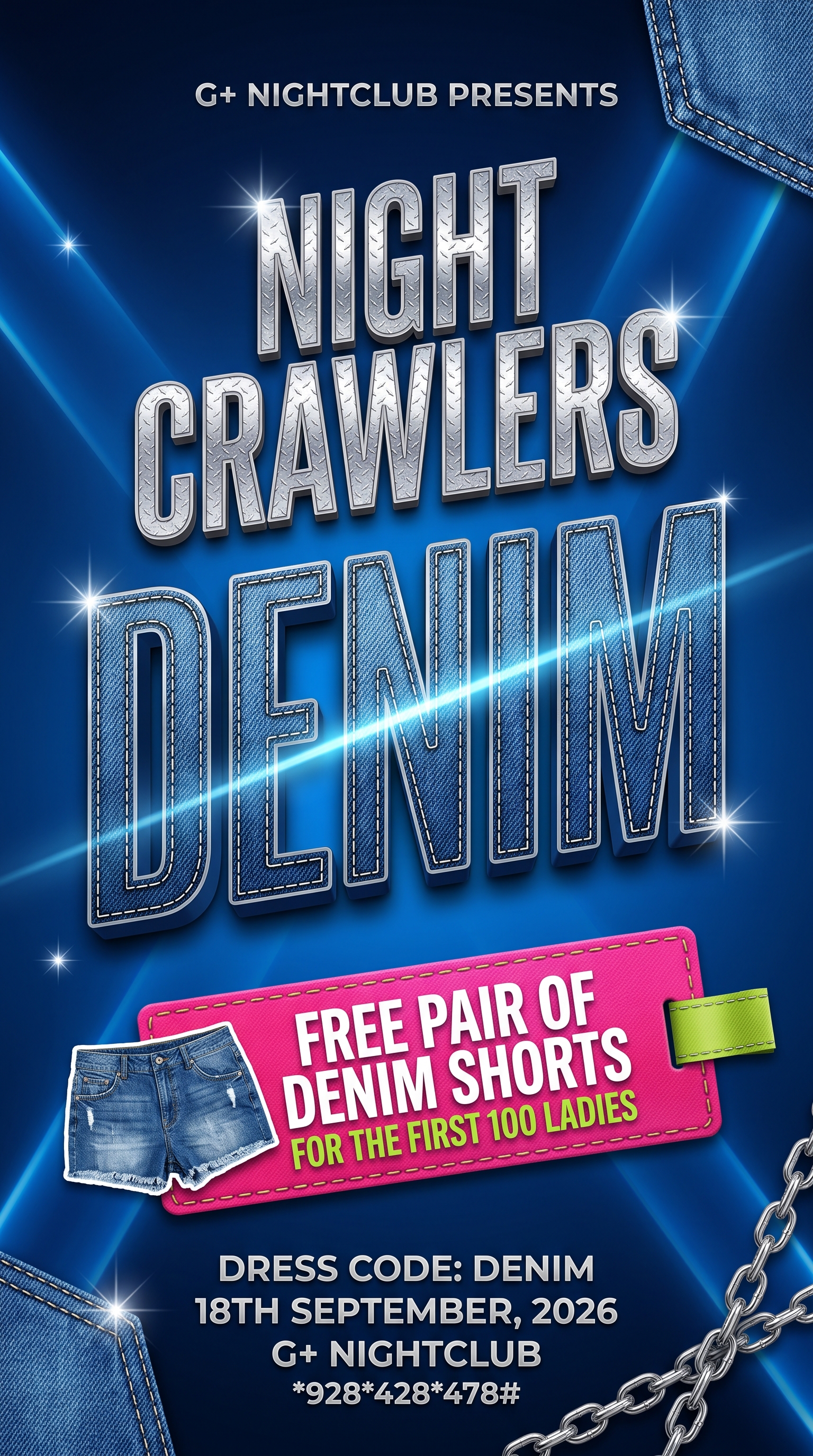 NIGHT CRAWLERS DENIM — full official event flyer
